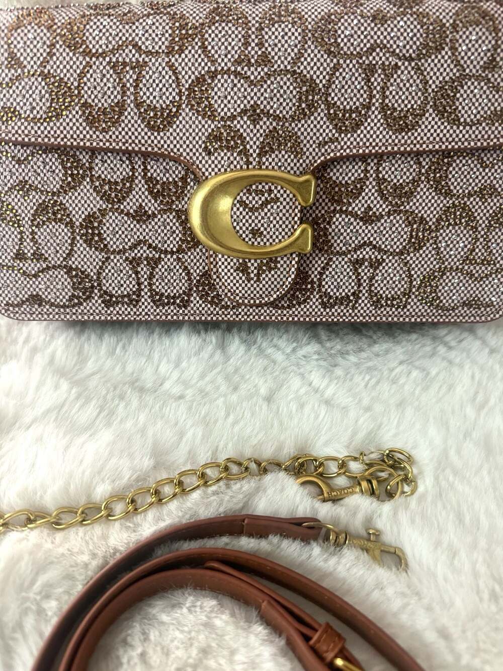COACH Tabby 26 Crystal Embellished Signature Jacquard Shoulder Bag - Picture 6 of 8
